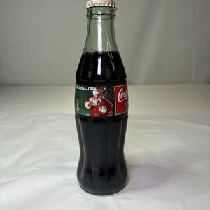 Vintage 1996 Coca Cola Coke 8 Oz Glass Bottle Christmas Santa Sealed Unopened